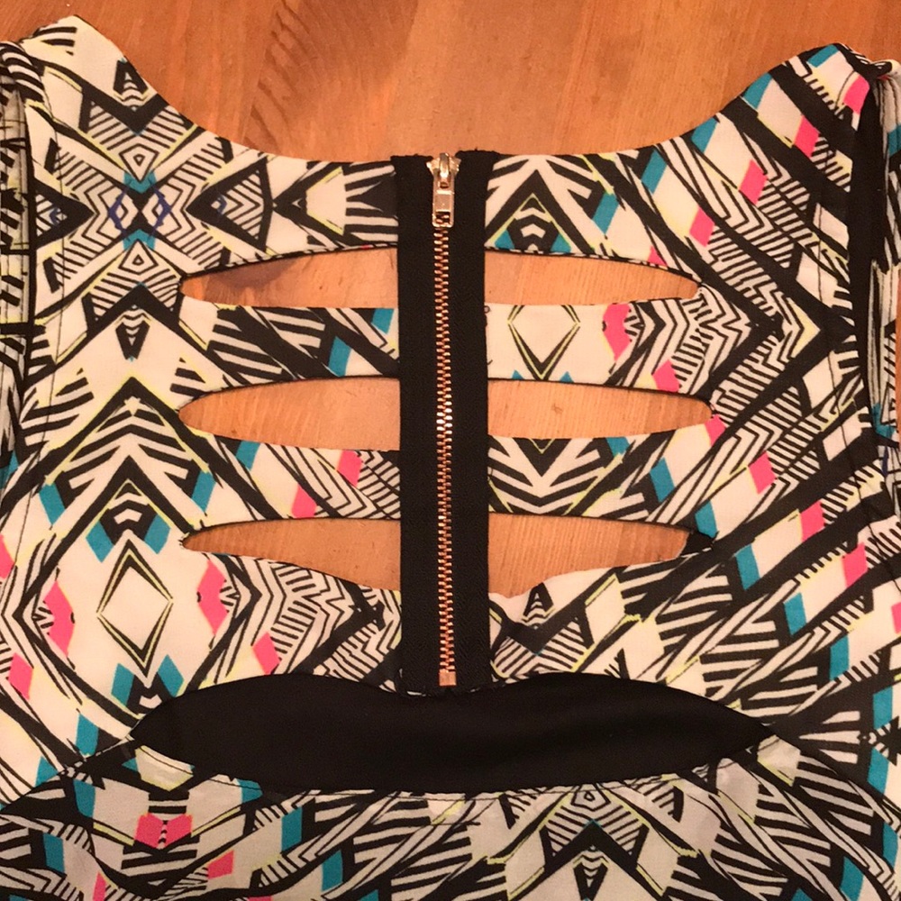 Romper, cage back w zipper, Lined